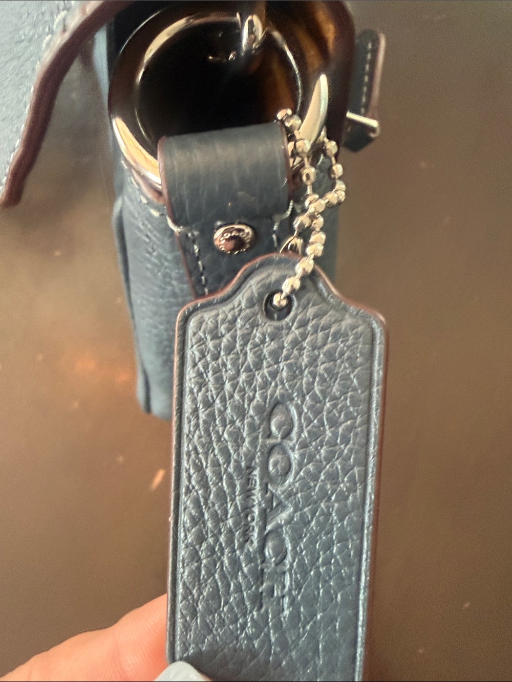 NWT Coach Blue Pebbled Leather Turn-Lock Crossbody - Picture 9 of 12